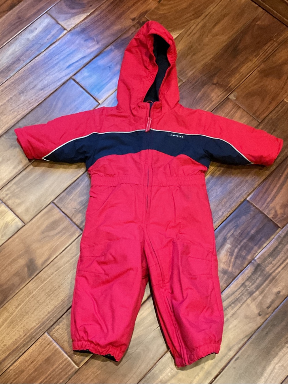 Lands' End Red and Navy One-Piece Snowsuit